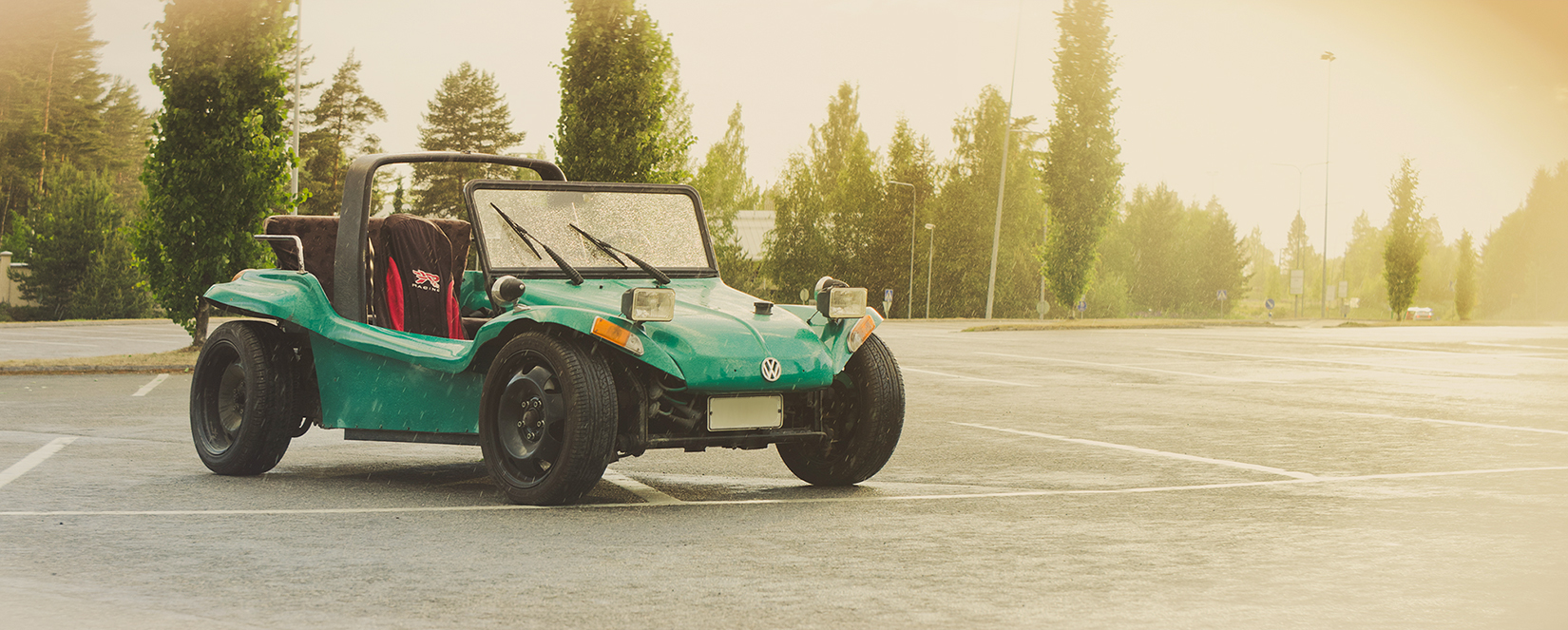 Anamorphic photo, Beach Buggy, Rantakirppu, Volkswagen, Finland, Jyväskylä, Summer, Rain